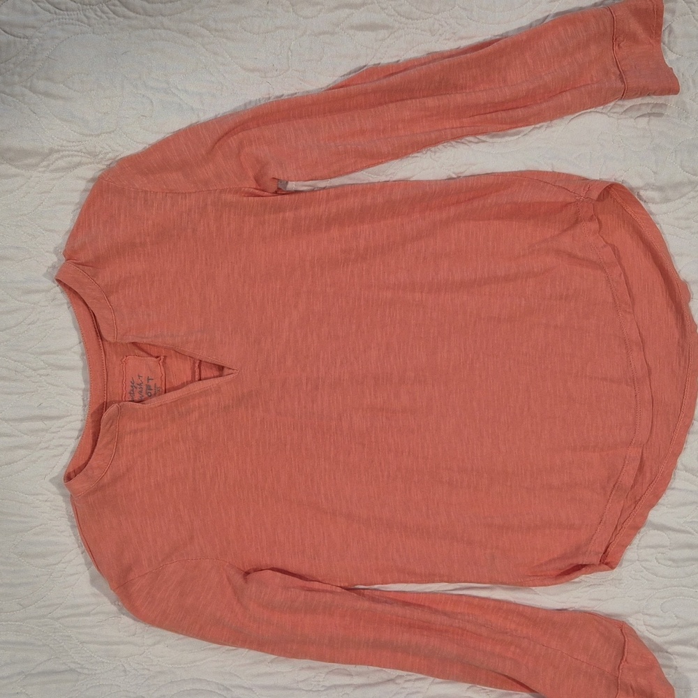 LOFT Coral Long Sleeve Top/Roll Sleeve